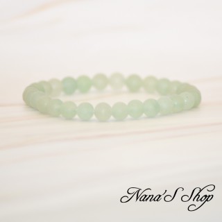 Bracelet fait main en Aventurine, vert mat, grade A.