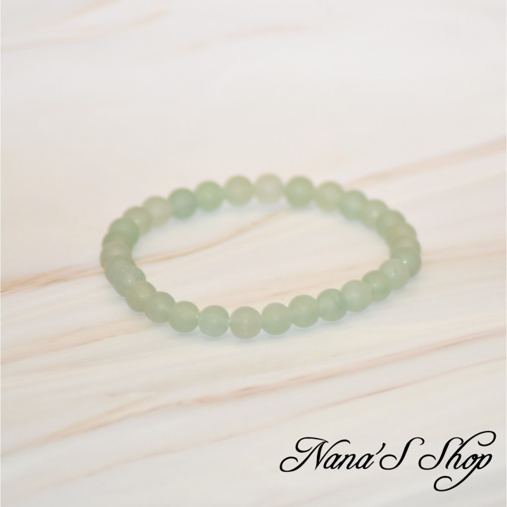 Bracelet fait main en Aventurine, vert mat, grade A.