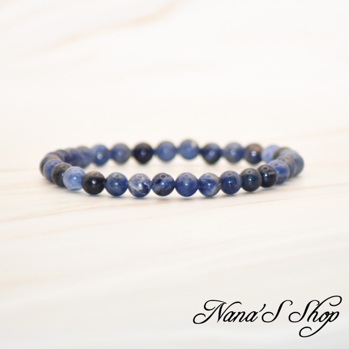 Bracelet élastique Sodalite du Brésil, Grade A, perles naturelles, fait main.
