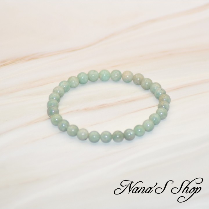 Bracelet Amazonite du Pérou, grade A, coloris vert pâle.