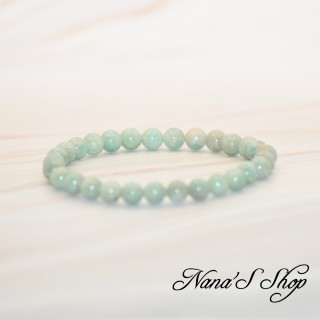 Bracelet Amazonite du Pérou, grade A, coloris vert pâle.