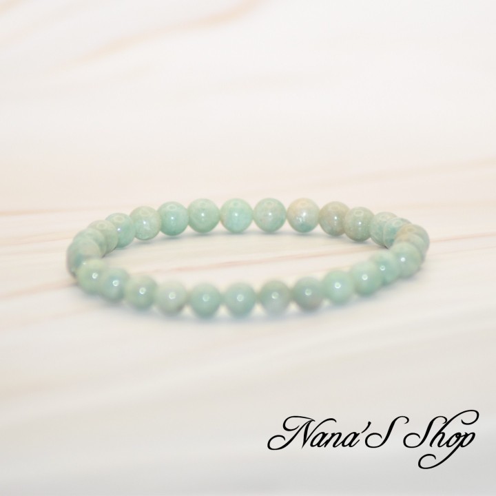 Bracelet Amazonite du Pérou, grade A, coloris vert pâle.