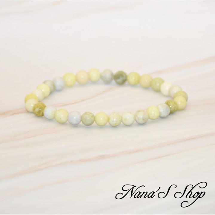 Bracelet Fait main en Jade Jaune de Chine, grade AB.