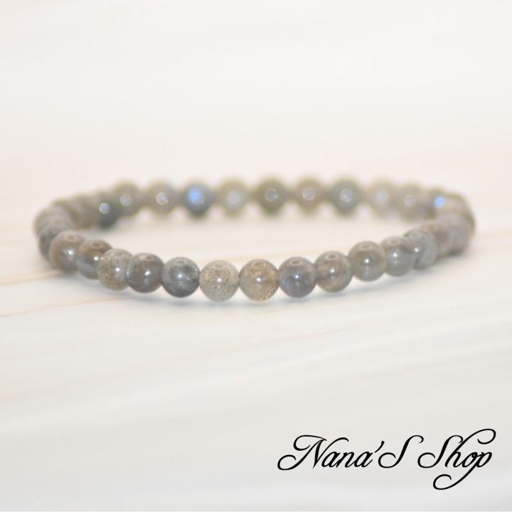 Bracelet en Labradorite, grade A, Fait main, nuances de gris.