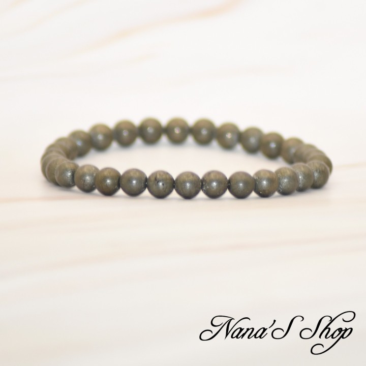 Bracelet Fait main, en Pyrite, Grade AB nuances de brun doré métallique.