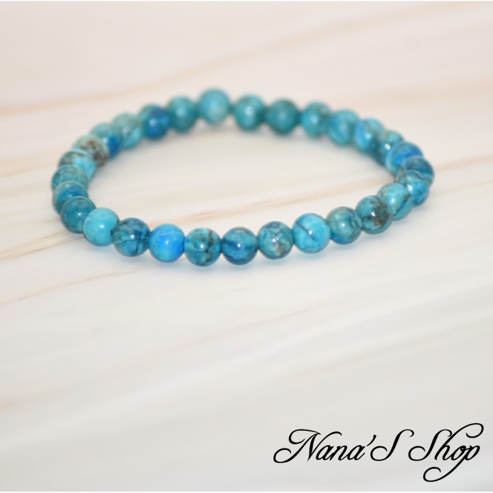 Bracelet en perle de Chrysocolle du Pérou, grade A
