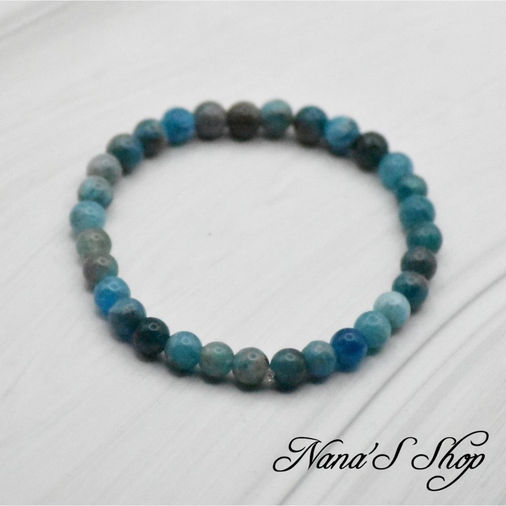 Bracelet en Apatite, bleu turquoise, Grade AB, Fait main.