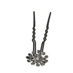 Piques à chignon fleur en strass, 