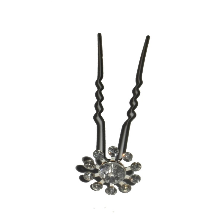 Piques à chignon fleur en strass, 