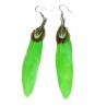 boucles d'oreilles Plumes coloré, coloris vert fluo.