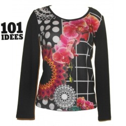 pull rosaces et orchidées, 101 idées, coloris noir.