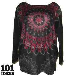 Pull, rosaces et strass, 101 idées, coloris noir.