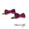 Barrettes clic-clac, nœuds en dentelle (lot de 2), coloris rose et noir.