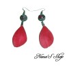 Longues boucles d'oreilles plumes, Feather Loving, coloris rouge.