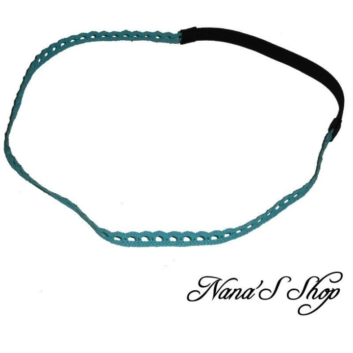 Headband en dentelle, coloris bleu lagon.