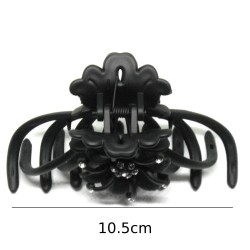 Pince crabe XL 10.5cm, barrette à cheveux strass, coloris noir.