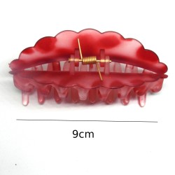 Pince crabe cheveux XL, en plastique dépoli, 9cm, coloris rouge.
