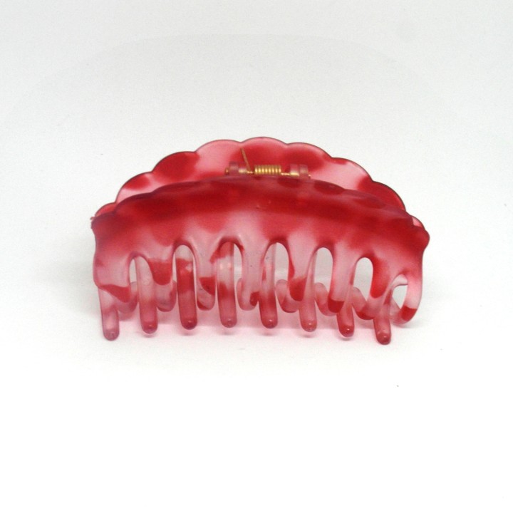 Pince crabe cheveux XL, en plastique dépoli, 9cm, coloris rouge.