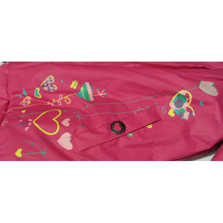 Blouson imperméable fille, coloris Rose, détail.