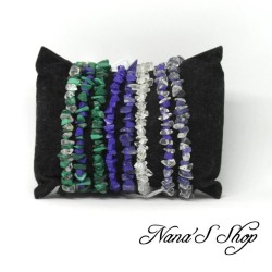 Bracelet élastique perles chips minéraux, différents modèles.