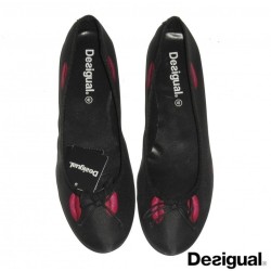 Ballerines Missia, Desigual, impression bouche, coloris noir.