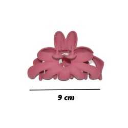 Pince à cheveux forme fleur, taille moyenne, plastique coloré opaque, coloris rouge.