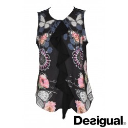 Blouse froufrou, Desigual, Ginebra, coloris noir.