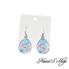 Boucles d'oreilles fantaisie, gouttes en verre, motif aquarelle, coloris multicolore, modèle 3.