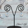 Boucles d'oreilles fantaisie, gouttes en verre, motif aquarelle, coloris multicolore, modèle 3.