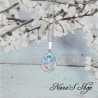 Chaine, pendentif fantaisie, goutte en verre, motif aquarelle, coloris multicolore, modèle 3.