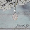 Chaine, pendentif fantaisie, goutte en verre, motif aquarelle, coloris rose clair, modèle 7.