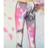 Leggings court, impression foudre, coloris rose.