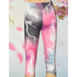 Leggings court, impression foudre, coloris rose, dos.