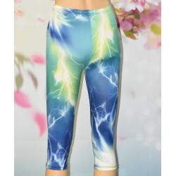 Leggings court, impression foudre, coloris bleu, dos.