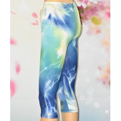 Leggings court, impression foudre, coloris bleu.