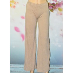 Pantalon fluide, coupe droite, coloris beige.