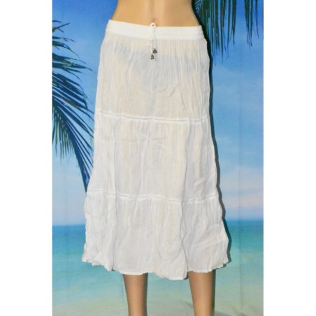 Longue jupe, plissée, palme, coloris blanc.