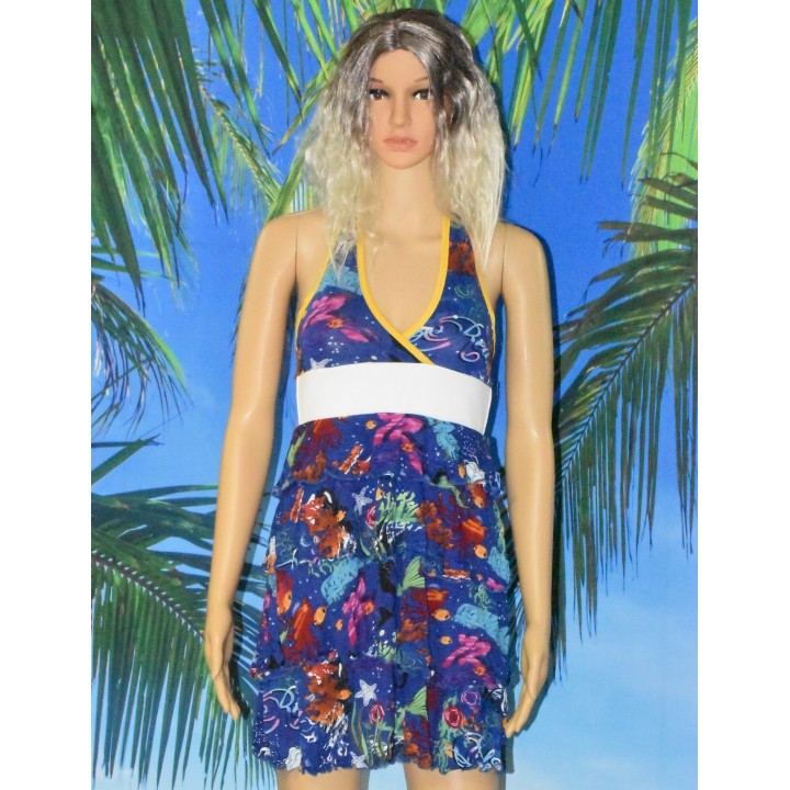 Robe dos nus à volant, colorée, Ecko Red