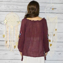 Blouse Bohême, Nina Kaufmann, coloris Bordeaux, dos.