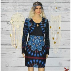 Robe tunique imprimé 101 idées, coloris bleu.