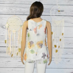 Blouse et voile, fleuri, Desigual Oeste, coloris blanc, dos.