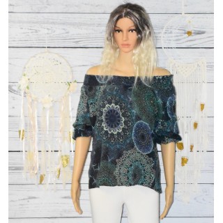 Blouse rosace, Amandine, Desigual, coloris bleu marine.