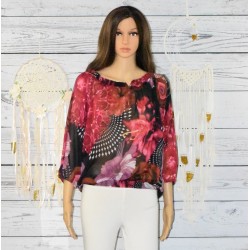 Blouse voile Reo, Desigual, coloris rouge.