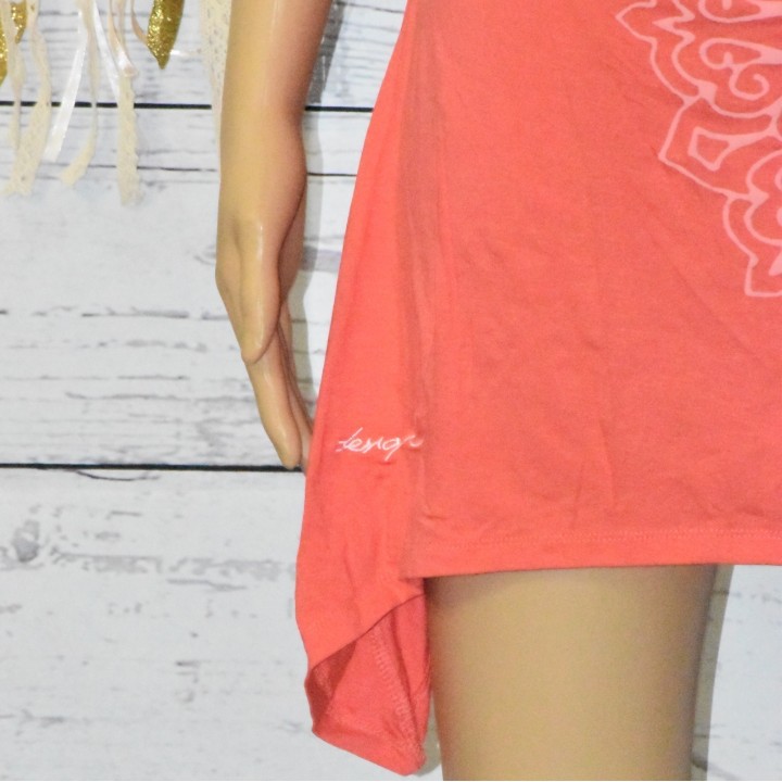 Tunique drapé, Montseny, Desigual, coloris corail, détail.