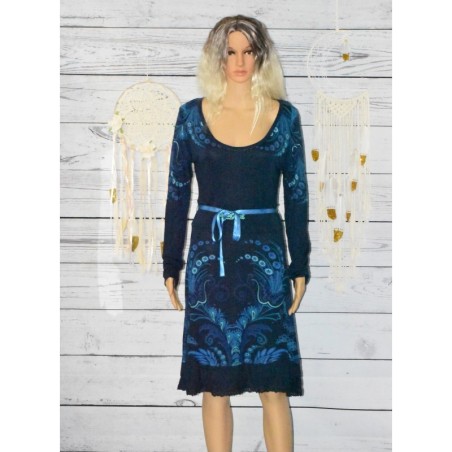 Robe manches longues, Lorena, Desigual, coloris bleu marine.