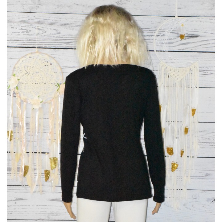 pull rosaces et orchidées, 101 idées, coloris noir, dos.