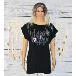 T shirt Tunique sequins, Look for ever, coloris noir.