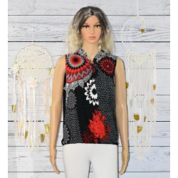 Top débardeur Olga, Desigual, coloris noir et rouge.