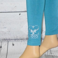 Leggings Psssy, finition strass, coloris bleu turquoise.