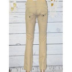 Pantalon en coton, Desigual, coloris beige, dos.